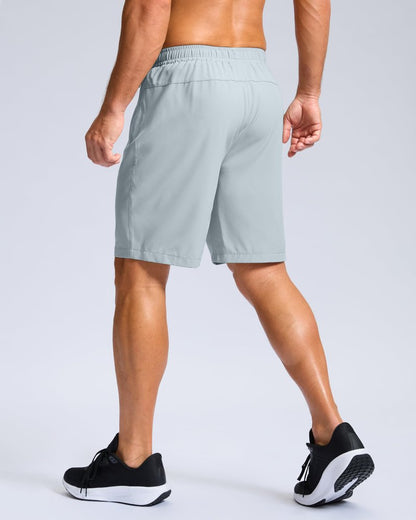 G Gradual Men's Athletic Running Shorts with Zipper Pockets Quick Dry 7"/ 5"/ 9" Workout Gym Shorts for Basketball Hiking(Light Grey,9XXL)