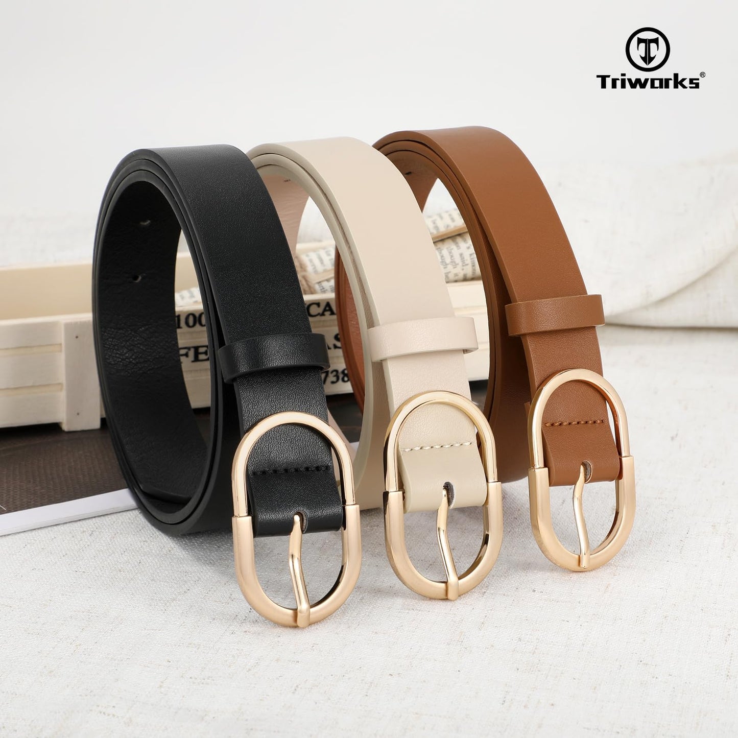 TRIWORKS 3 Pack Women Belts For Jeans Pants Dresses Ladies Leather Waist Belts