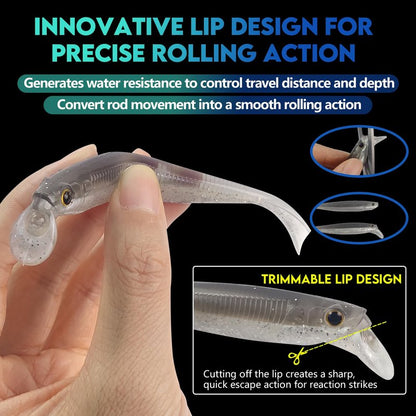 Eupheng 3.5Inches/4Inches/6Inches Soft Plastic Swimbait with Lip, Trimmable Tail, Realistic Mid-Strolling Hover-Strolling Soft Fishing Lures for Bass Fishing