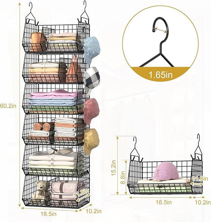 6 Tier Extra Large Hanging Storage Organizer, Hanging Closet Shelves