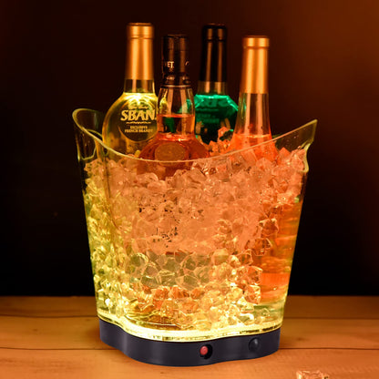 LED Ice Bucket - Portable Colorful Gradient Ice Bucket 6 Liter,Great for Home Bar, Chilling Beer, Champagne and Wine (Four Leaved Clover-1pcs)