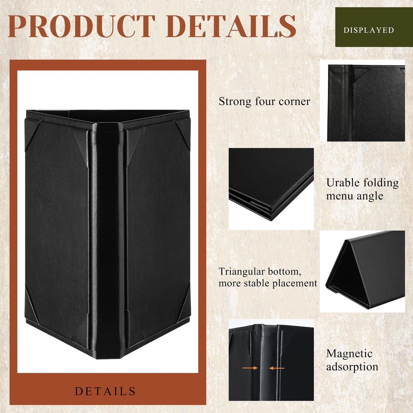 Mumufy 30 Pcs 4 x 6 Inch Triangle Table Tent Leatherette Menu Holders 3 Sided Menu Cover Frame Menu Sign Holders for Restaurant Cafe Bar Wedding