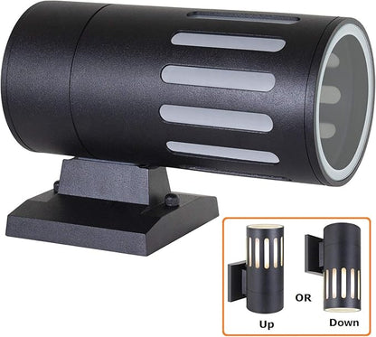 Outdoor Wall Sconce, Exterior Lighting Fixture - ETL Listed, Die-cast Aluminum Waterproof Wall Mount Cylinder Design - 1-Direction Up or Down Light Fixture for Porch, Backyard or Patio