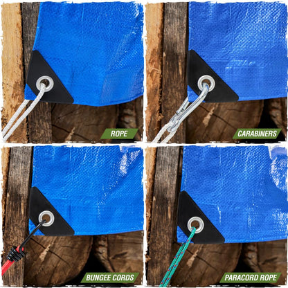 RUGGED RHINO Heavy Duty Waterproof Tarp, UV and Tear Resistant Cover with Reinforced Grommets and Corners, Outdoor Multipurpose Tarps for Camping, Patio, Garden, Car & Roof, 5 Mil, 6x8, 1 Pack, Blue