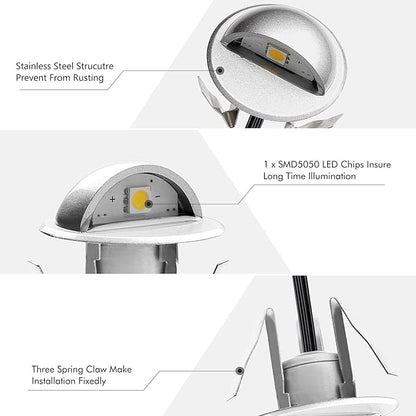 Recessed LED Deck Light Kit, 20pcs 10Lm In Ground Outdoor Landscape LED Lighting for Stair Patio Garden Floor Corner Sauna Room Bathroom, Waterproof IP65, 12V Low Voltage, Blue
