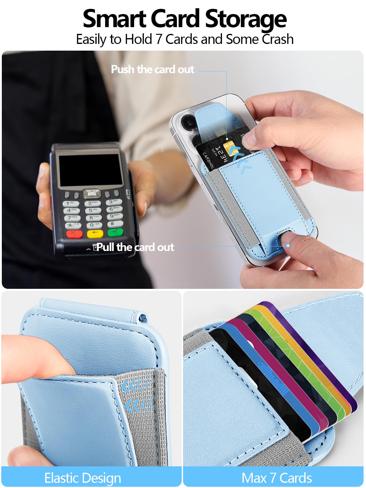 Miroddi for MagSafe Wallet with Privacy Flap, Strongest Magnetic Card Holder for iPhone 17, iPhone 16/15/14/13/12 Series, Leather Magnetic Phone Wallet, RFID Blocking, Fit 7 Cards, White Ice