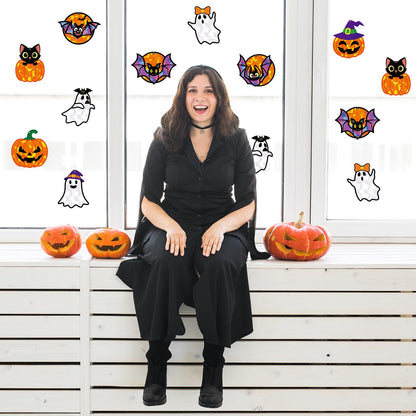 Renbuzhu 40PCS Halloweens Crafts Bulk: Ghosts Pumpkins Paper Suncatchers DIY Kit Party Activities Decorations, Window Stained Glass Effect Art Supplies