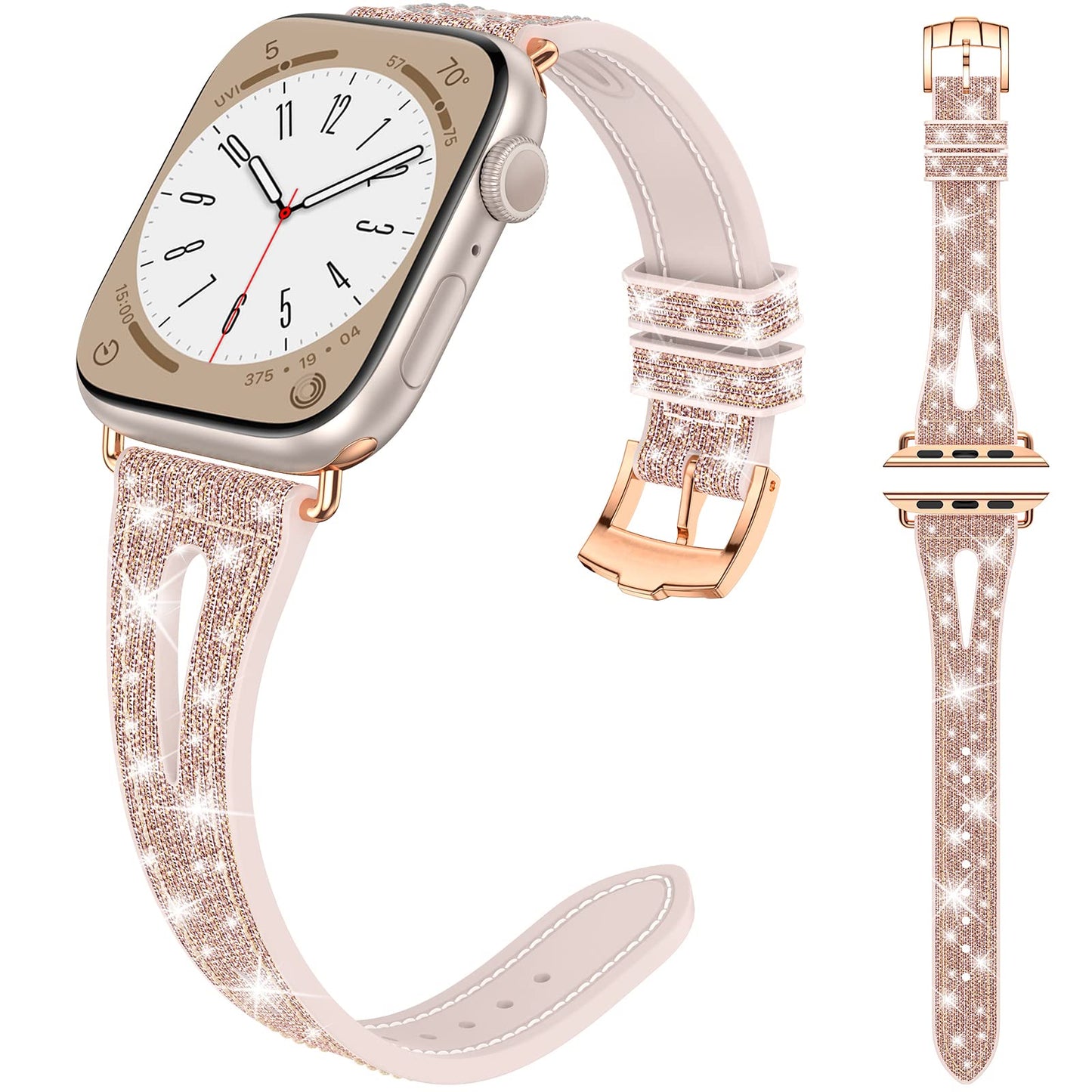 Goton Bling Silicone Band for Apple Watch Series 11/10 42mm, Series 7/8/9 41mm, Series 6/5/4/SE/SE2/SE3 40mm, Soft & Breathable Glitter Strap for Women, Stylish, Adjustable, Comfortable Fit, Sparkle