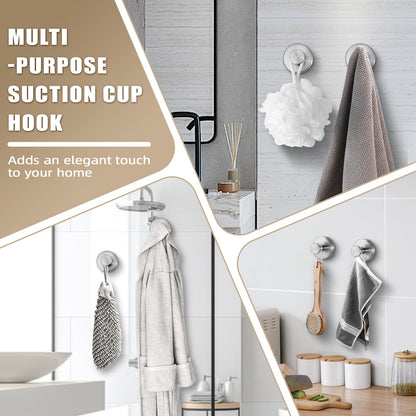Fenas Suction Cup Hooks for Shower No-Drill Bathroom Hooks for Towels, Robes, Loofah Mountable on Bathroom Walls, Kitchen, Glass, Mirrors, Tile and Smooth,Non-Porous Surfaces (2, Brushed Nickel)