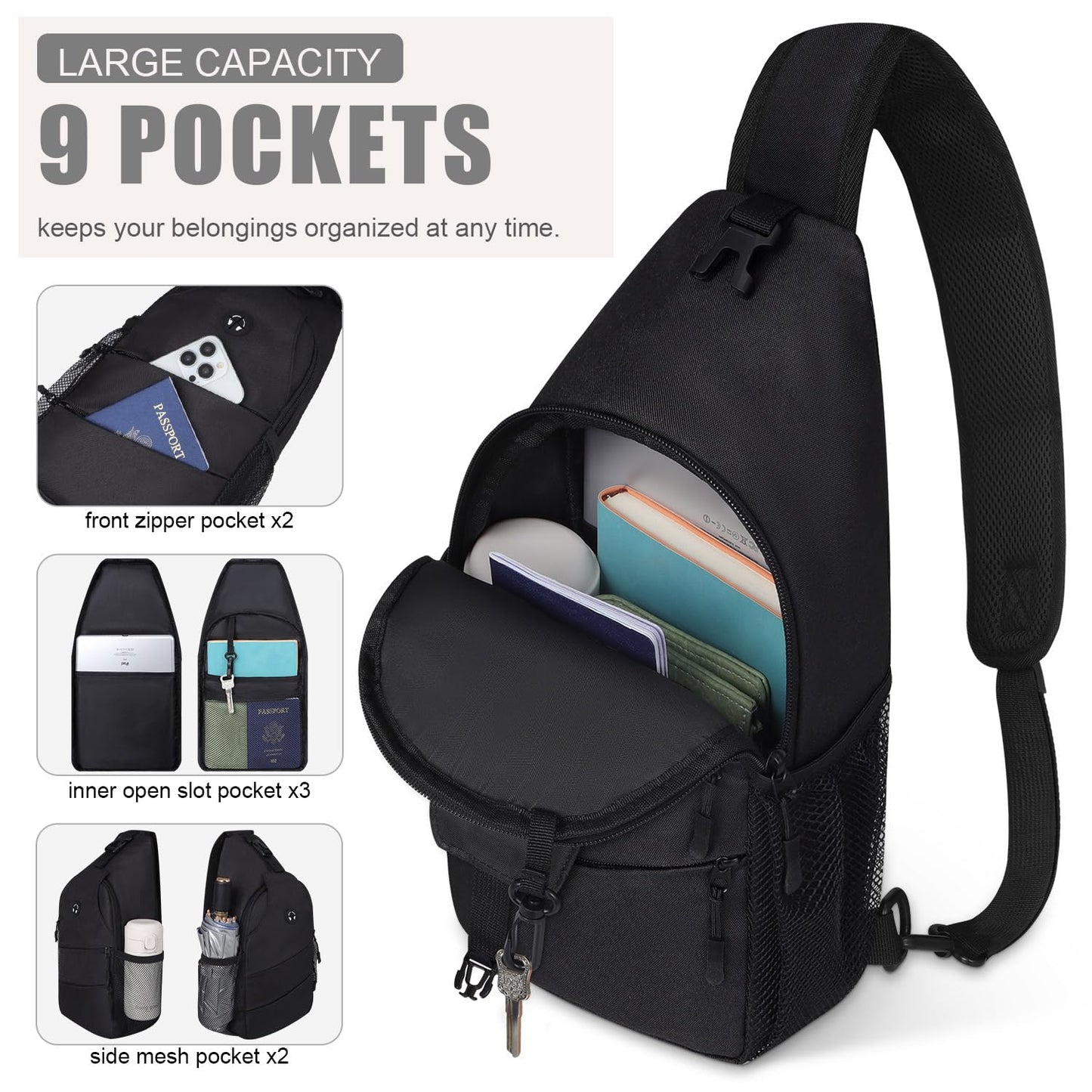Crossbody Bags for Women Men Trendy Sling Bag Bakpack Casual Chest Bag with Convertible Shoulder Strap