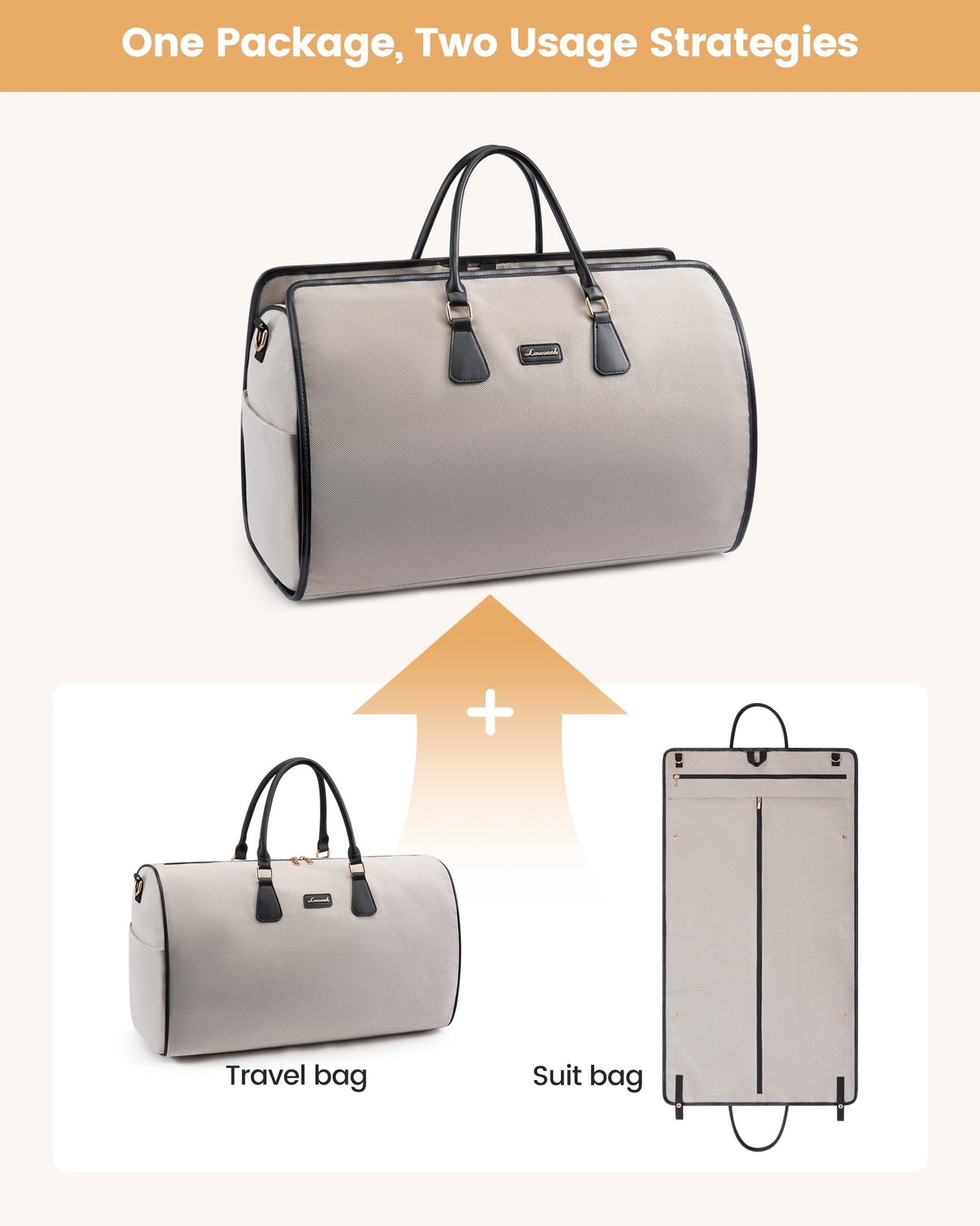 LOVEVOOK Garment Bags for Travel,3 in 1 Garment Duffle Bags for Travel with Shoe Pouch,Carry on Garment Bag for Women Men,Hanging Suitcase Suit Dress Business Travel Bag Weekender Bag