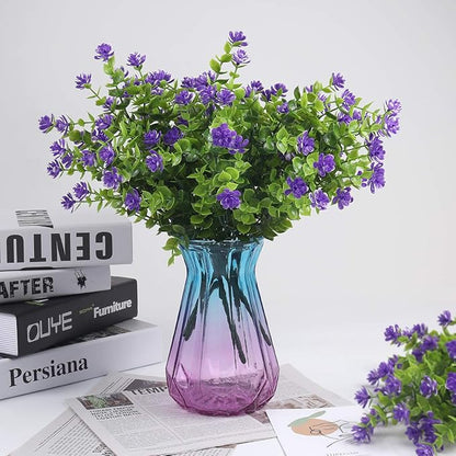 RECUTMS Artificial Flowers Outdoor Plastic 8 Branches Faux Plastic Corn-Flower Greenery Shrubs Plants Indoor Outside Hanging Planter Kitchen Home Wedding Office Garden Decor (Purple)