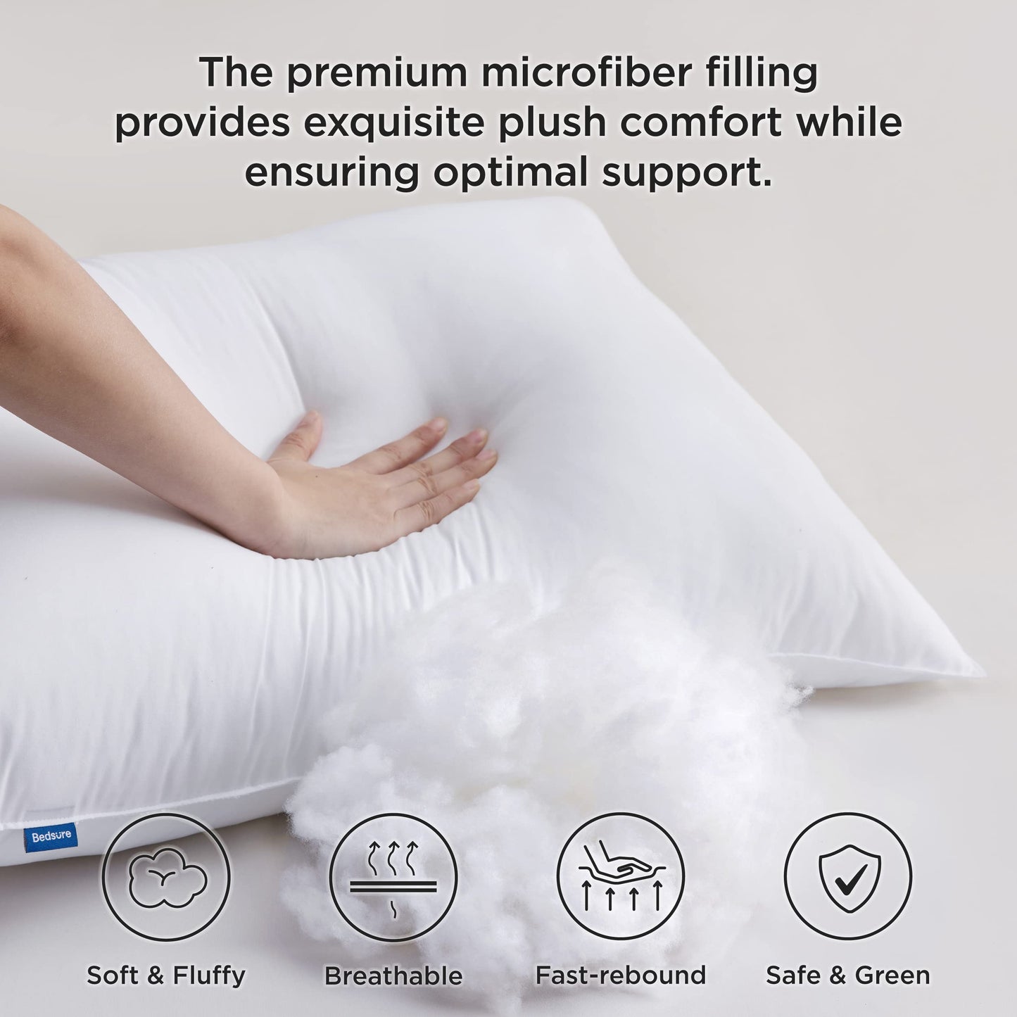 Bedsure Medium Firm Bed Pillows for Sleeping Standard Size, Set of 2, Standard Pillows 2 Pack Hotel Quality Premium Down Alternative for Medium Supportive Filling for Side, Back Sleepers