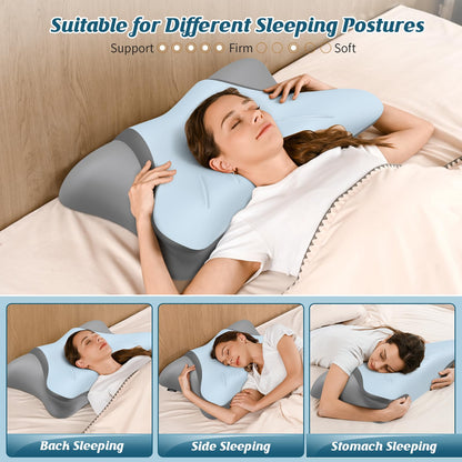 Cervical Neck Pillow - Cooling Pillow for Neck Pain Relief, Ergonomic Side Sleeper Pillow for Sleeping, Contour Memory Foam Pillows for Neck Support, Orthopedic Bed Pillow for Back Stomach Sleepers