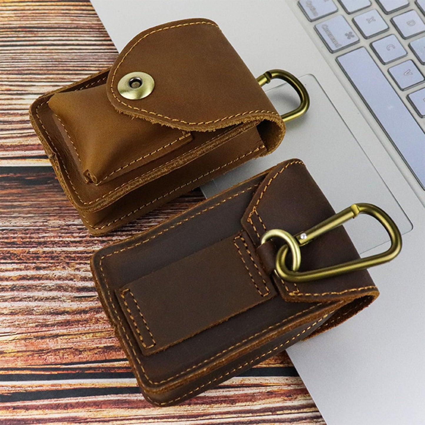 WJXFHTD Leather Cigarette Case, Metal Clasp Cigarette Case Leather Cigarette Case for Women Cigarette Case That Can Hold a Lighter (Coffee)