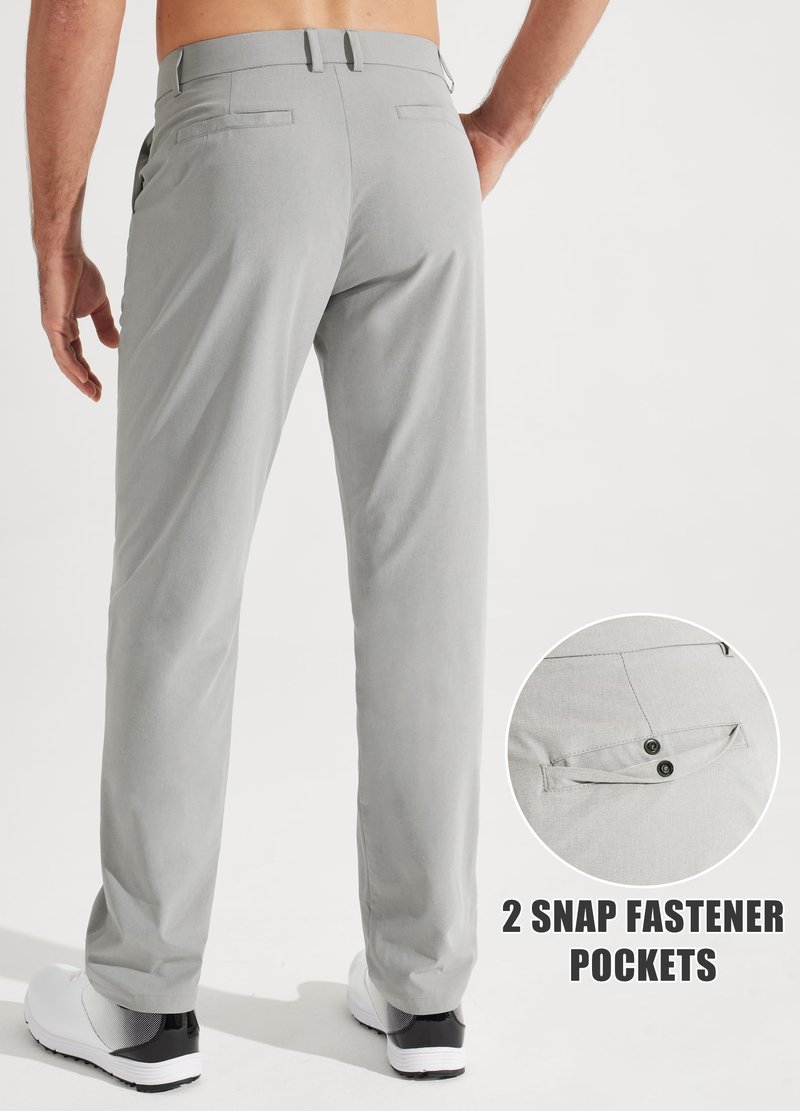Libin Mens Golf Pants Stretch Work Dress Pants 30" Quick Dry Lightweight Business Casual Slacks for Men Travel Vocation Water Resistant, Neutral Grey, 34W x 30L