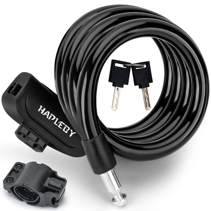 Hapleby Premium Bike Lock with 2pcs Keys, Professional Bike Cable Lock of 4 Feet, Heavy Duty Bicycle Lock Cable for Strong Anti-Theft, Come with 1PCS Mounting Bracket