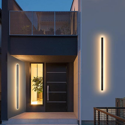 2 Pack 79 Inch Modern Outdoor Wall Light IP65 Waterproof Exterior Wall Sconce 3000K LED House Lights, Linear Long Outdoor Light for Garage Porch Patio