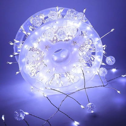 Copper Wire Firecracker Christmas Lights, 26FT 400LED Plug-in Twinkle Cluster Fairy Lights for Christmas Tree with Remote for Bedroom Dorm Wreath DIY Wedding Christmas Decoration