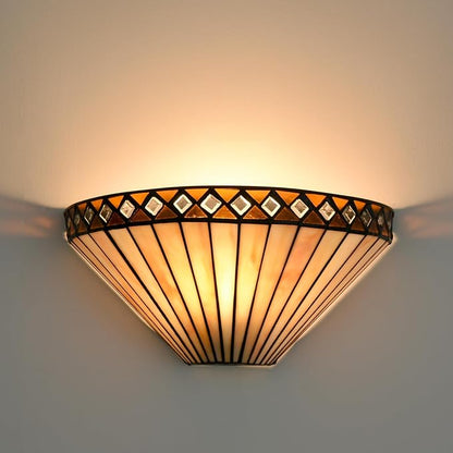 Tiffany Wall Sconce 12-Inch 1-Light Vintage Stained Glass Sconce Light Tiffany Style Sconces Wall Lighting for Bedroom Hallway Living Room Corner Stairwell Corner
