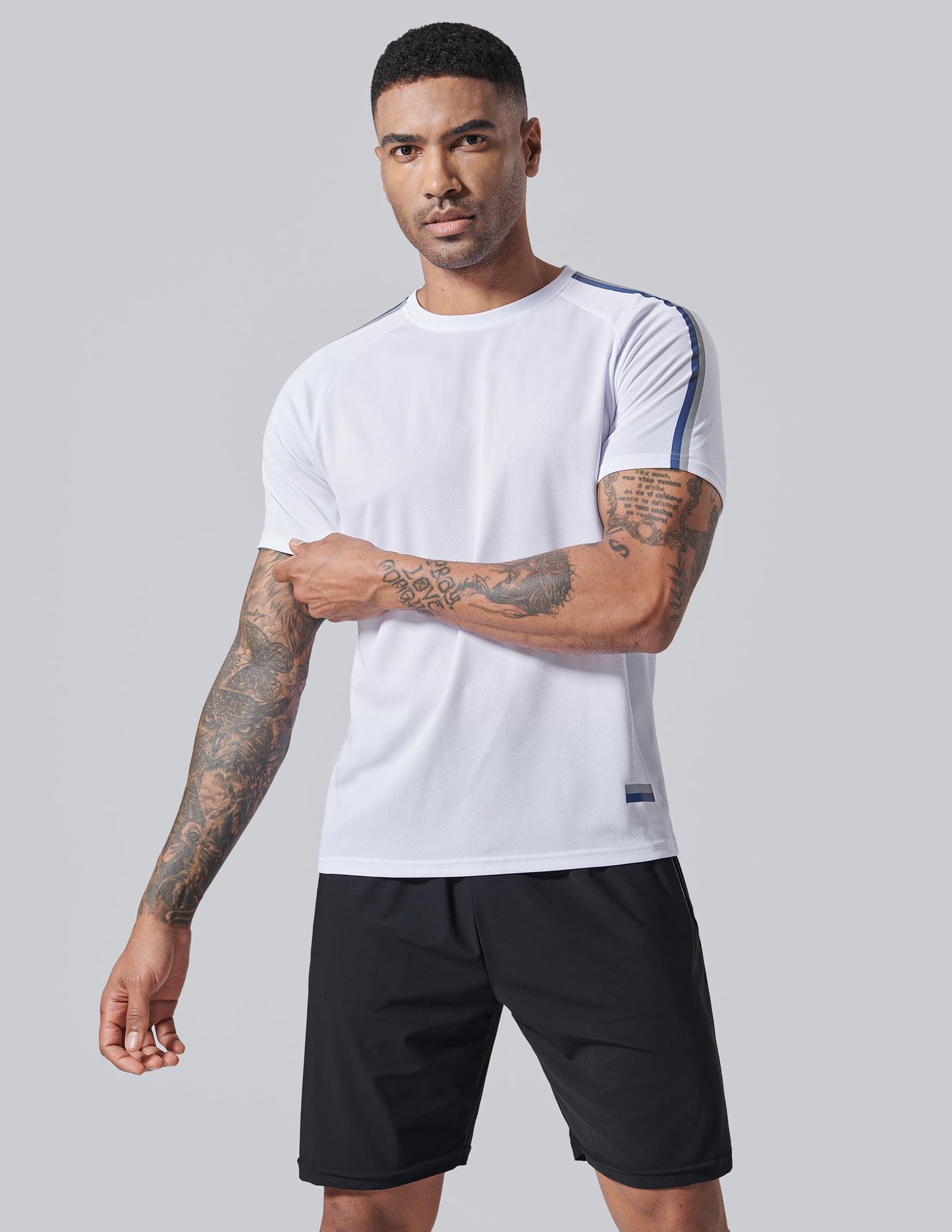 5 Pack Men’s Active Quick Dry Crew Neck T Shirts | Athletic Running Gym Workout Short Sleeve Tee Tops Bulk (Set 14, 4X-Large) White
