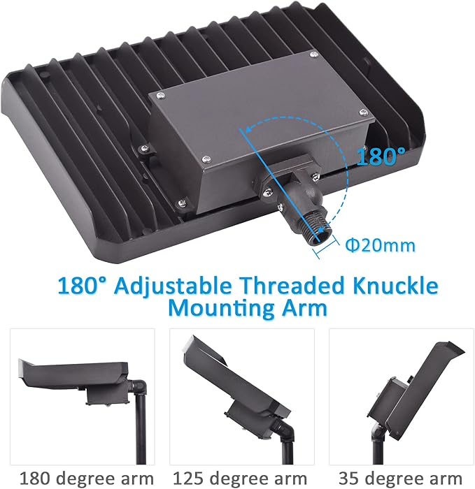 150W LED Outdoor Flood Light, 5000K Daylight 21000Lms AC100-277V 1/2" Adjustable Knuckle Mount,ETL Listed IP65 Waterproof Switch Control floodlight for Yard Garage