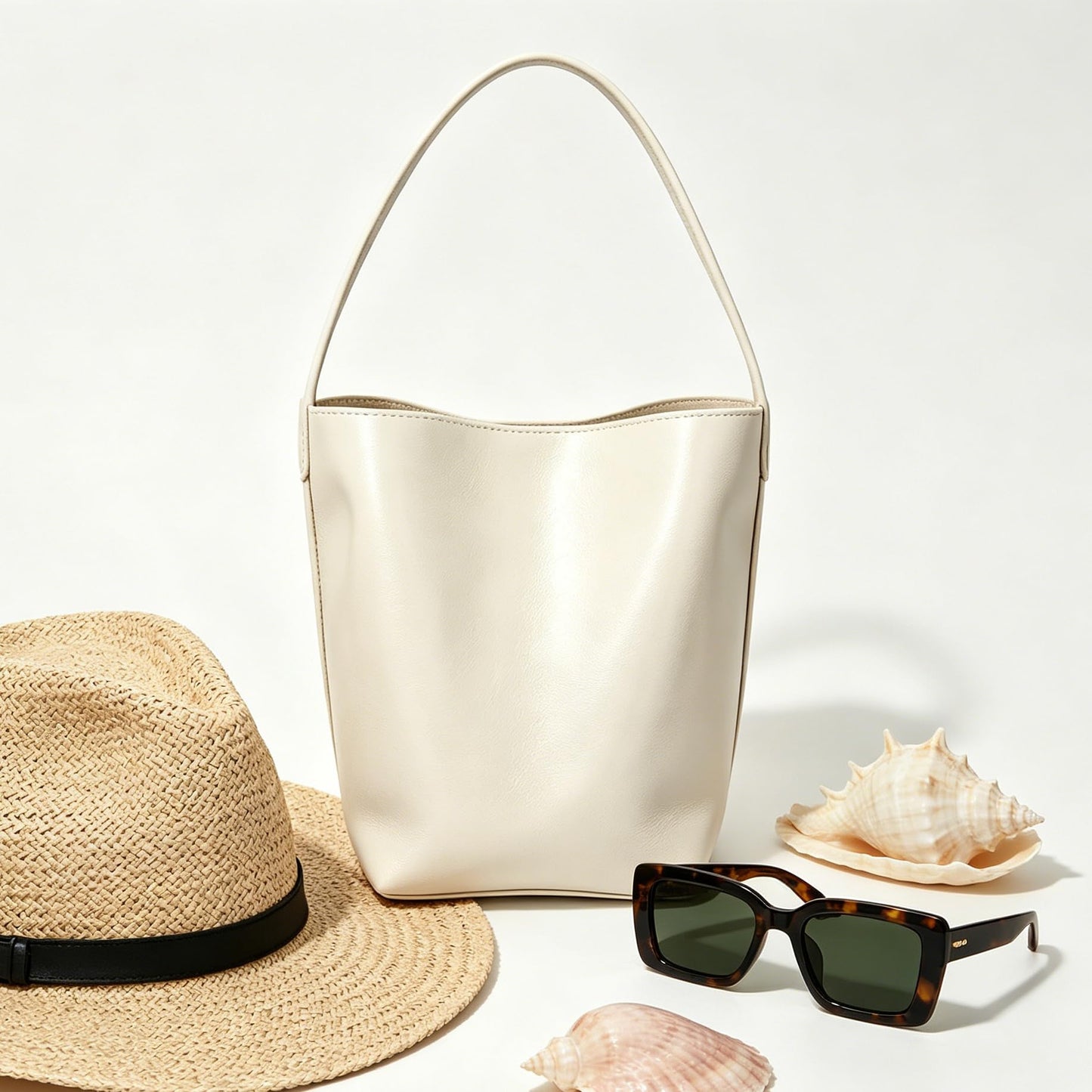 Bucket Bags for Women,Glossy Leather Bucket Purse,Small Tote handbag for Work Travel Daily