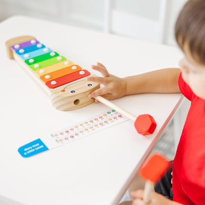 Melissa & Doug Caterpillar Xylophone Musical Toy with Wooden Mallets 15.25" x 6.5" x 1.5", Blue