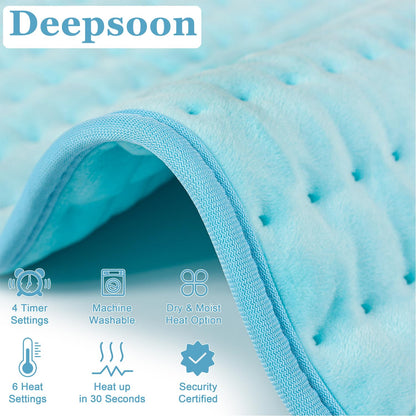 Heating Pad,Electric Heating Pads for Back,Neck,Abdomen,Moist Heating Pad for Shoulder,Knee,Arms,Legs,Dry/Moist Heat & Auto Shut Off,Birthday Gifts for Men and Women(Light Gray, 24''×12'')