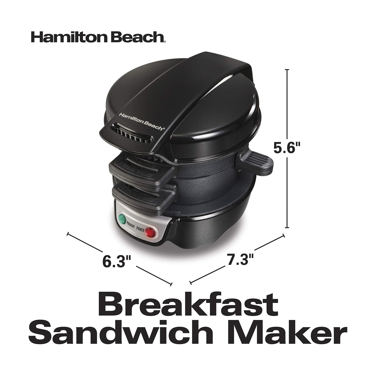 Hamilton Beach Breakfast Sandwich Maker with Egg Cooker Ring, Customize Ingredients, Perfect for English Muffins, Croissants, Mini Waffles, Perfect White Elephant Gifts, Coral (25483)