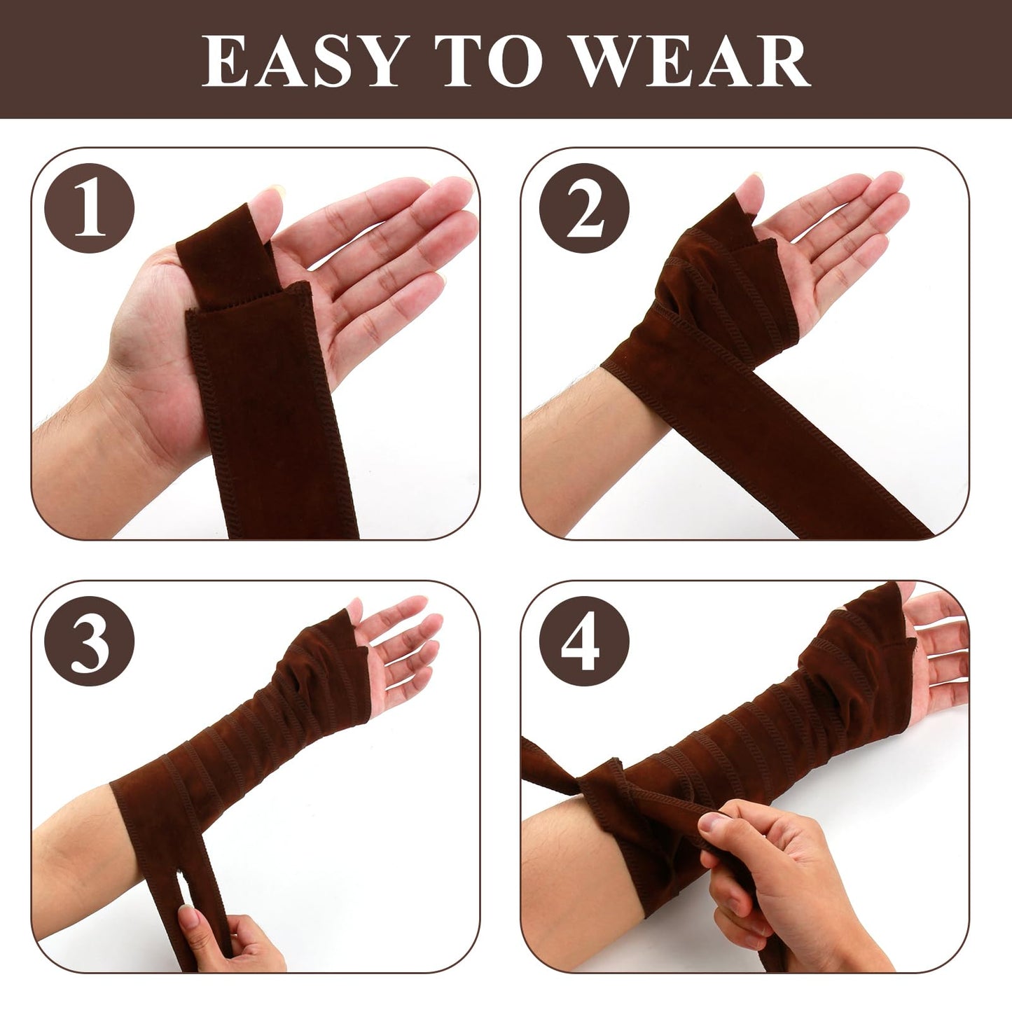 Renaissance Arm Wraps Medieval Faux Suede Bracers,Viking Hand Wraps, LARP Arm Guards Halloween Costume Accessorie Brown