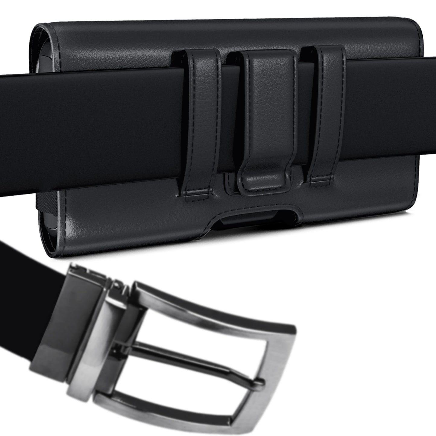 Meilib Cell Phone Case for Samsung Galaxy S26 S25 S24 S23 S22 S21 5G, Premium Holster with Belt Clip for Men, ID Card Magnetic Pouch, Black