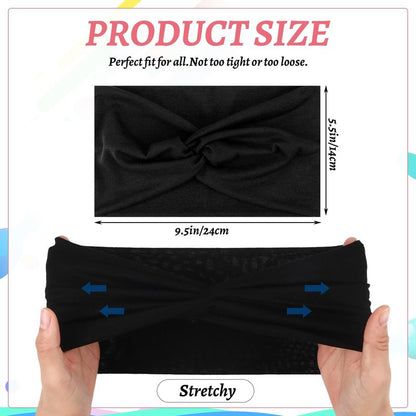 ZhouBoat 9 Pcs Stretchy Headbands for Women Non Slip Wide Elastic Head Bands Soft Twist Knotted Headbands Sports Sweat Bands for Daily Life Spa Yoga Workout Running Gym