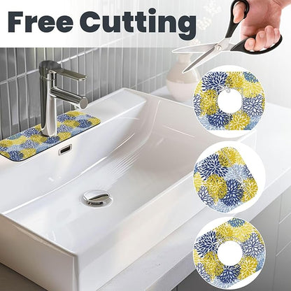 Dahlia Floral Colorful Flower Kitchen Sink Splash Guard Faucet Mat Super