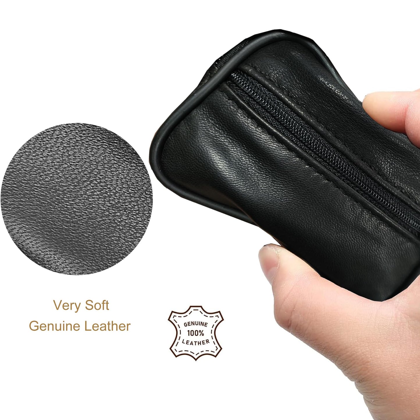 Leather Coin Purse Belt Zipper Pouches for Men Women Purse with Belt Loop Mini Coin Purse Change Holder Zippered Purse (4Inchx3Inchx1.4Inch)