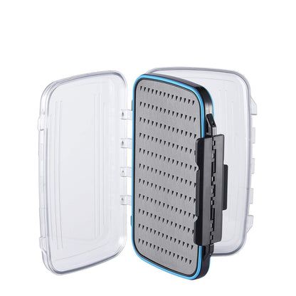 Gonex Fly Boxes for Fly Fishing Jig Boxes Two-Sided Waterproof Lightweight Fly Fishing Box Easy Grip Transparent Lid Fly Fishing Lures Box, 7.3"x 4.6"x 1.5", Grey