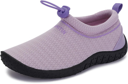 WHITIN Big Kids Water Shoes Aqua Barefoot Swim Beach Minimalist Socks Size 2.5 Girls Surf Anti Slip Outdoor Activities Boating Gym Lightweight Sneakers Purple 33