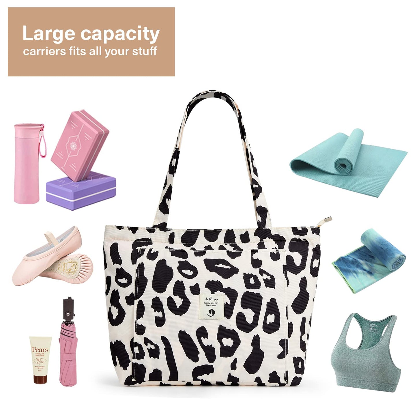 WLLWOO WLLWOO Yoga Bags for Women with Yoga Mats Bags Carrier Carryall Canvas Tote for Pilates Shoulder for Travel Office Beach Workout