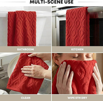 Artoid Mode 1 Pc Red 3D Diamond Grid Jacquard Hand Towels