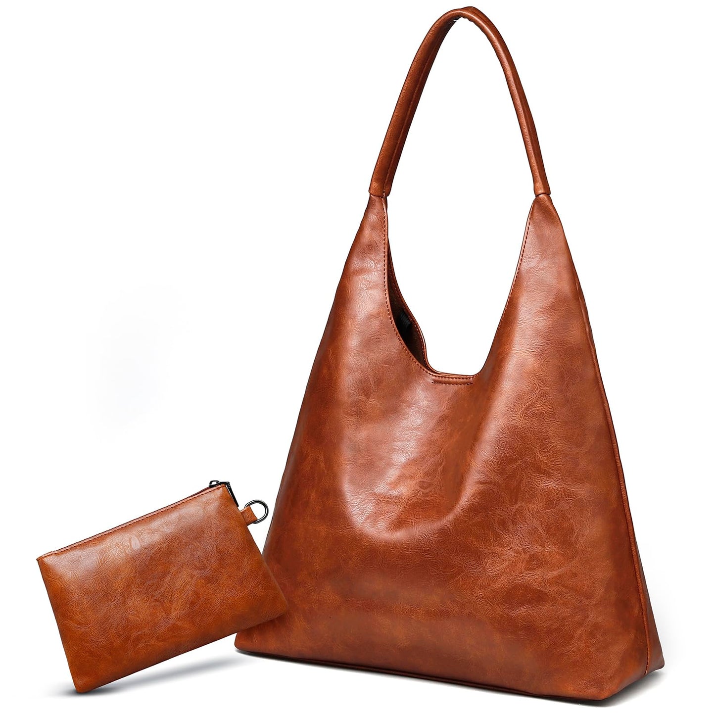 Hobo Bags for Women Retro Vegan Leather Womens Slouchy Large Tote Bag Shoulder Purses Handbag, brown