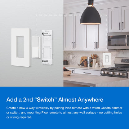 Lutron Claro Smart Light Switch for Caseta Lighting, for LED Lights, Fans, 5 Amp, Single-Pole/3-Way, Neutral Required, DVRF-5NSS-WH-2, White, 2 Pack