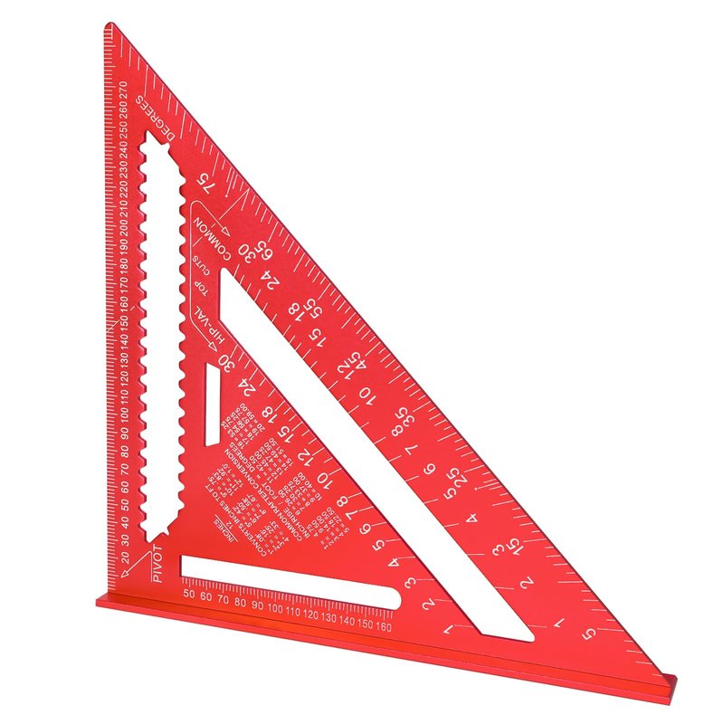 Wakuka Carpenter Square,12 Inch Aluminum Alloy Rafter Square, Metric Scale Angle Drawing Carpenter Measuring Layout Tool, 0-90° Protractor Cast Triangle Ruler Protractor for Woodworking Carpentry