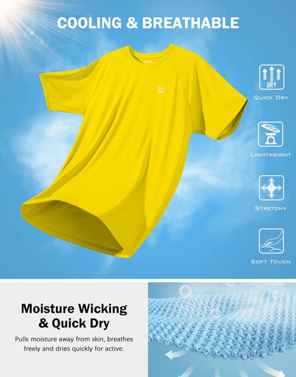 G Gradual Men's Athletic Workout T-Shirts Moisture Wicking Cooling Running Shirts Short Sleeve Performance Tee for Gym Tennis(Yellow,XXL)