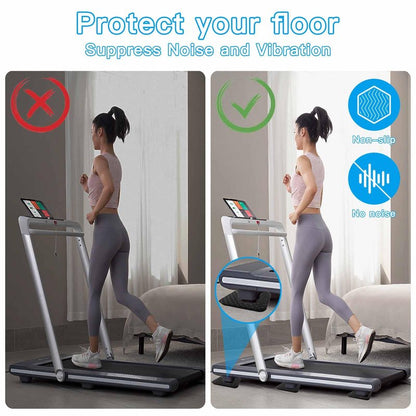 4PCS Non-Slip Treadmill Mat Pads, 4x4 Inch High Density Silicone Exercise Equipment Mat - Double-Sided Anti Vibration Pad for Treadmill, Walking Pad, Exercise Bike, Floor Protection (Square, 4 PCS)