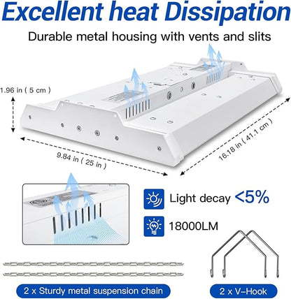 JTT LED Linear High Bay Light, 5000K Daylight 150W 21000LM Shop Light Commercial 360° Adjustable Tilt Hanging LED High Bay Shop Lighting Fixtures for Garage, ETL 1-Pack