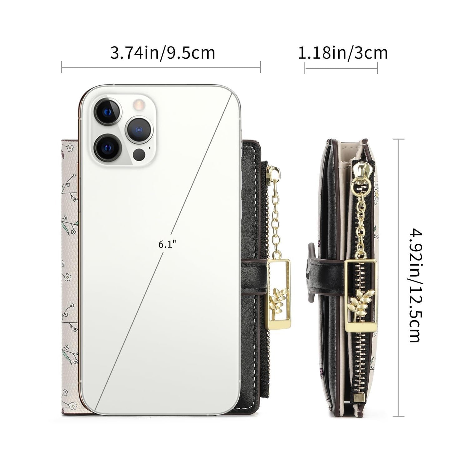GAEKEAO Small Wallets for Women RFID Blocking Bifold Floral Vegan Leather Wallet Card Holder with Zipper Pocket ID Window