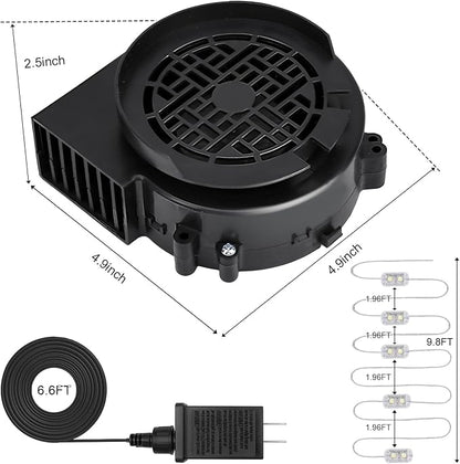 12V 1.2A Replacement Air Blower Fan for 5-12FT Halloween Christmas Inflatables with 1.5A Adapter 5 LED Light Fans Outdoor Blow Up Motor Replacement Fan Blower Parts for Inflatables Yard Decorations