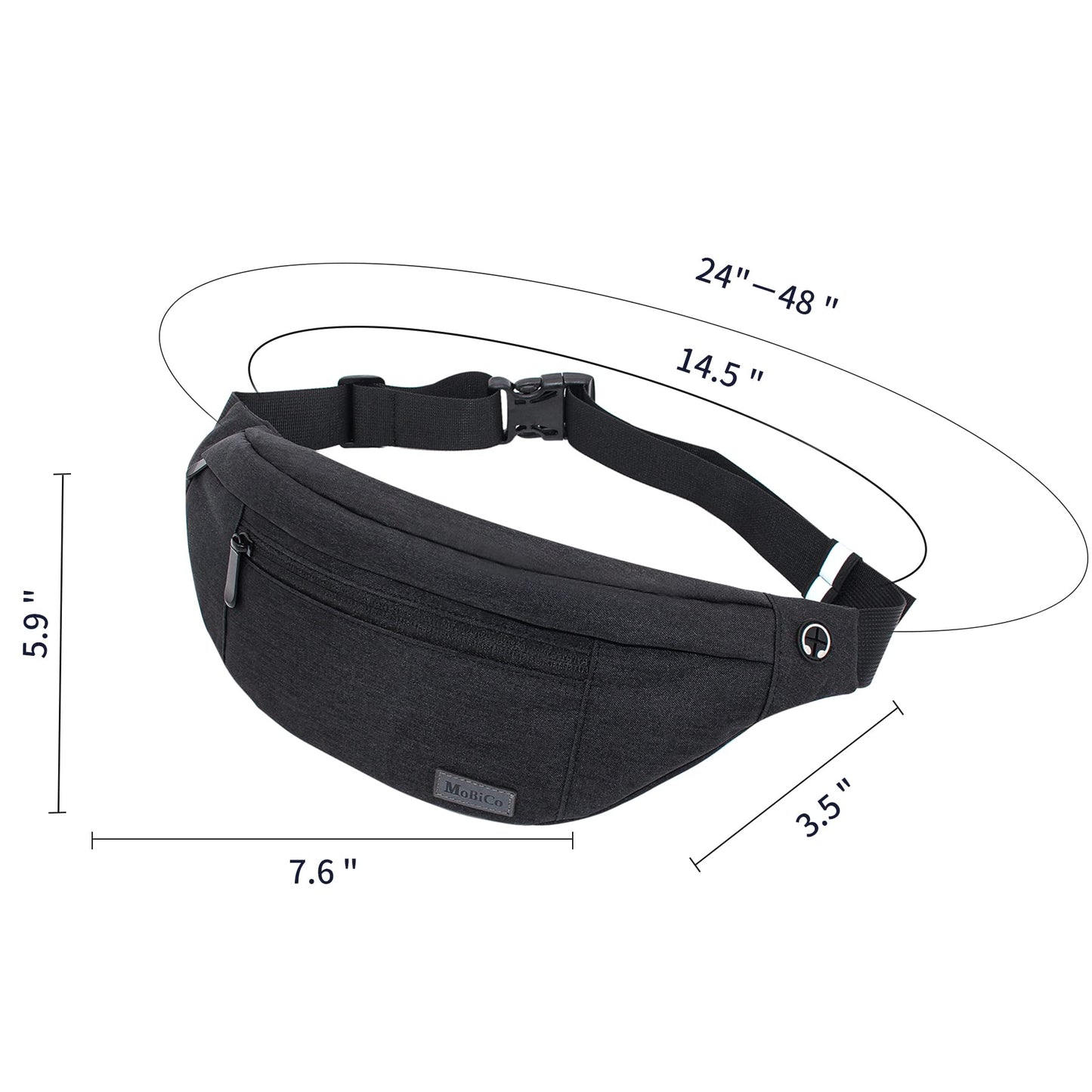 MOBICO Large Crossbody Fanny Pack for men women with 4-Zipper Pockets,Waist bag for Workout Traveling Hiking Running Walking Outdoors Sport Fishing Waist Pack…