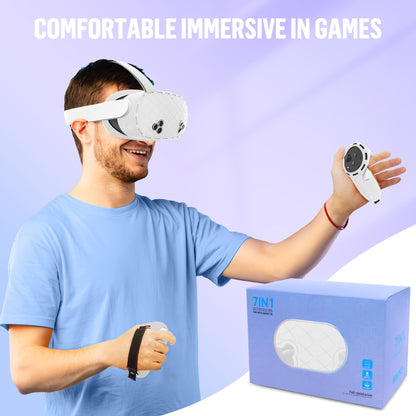 Silicone Cover Set Compatible with Meta/Oculus Quest 3s Accessories, Silicone Face Cover, Controller Grip Cover, Camera Lens Protector, VR Shell Cover, Protective Lens Cover, Not Fit Quest 3