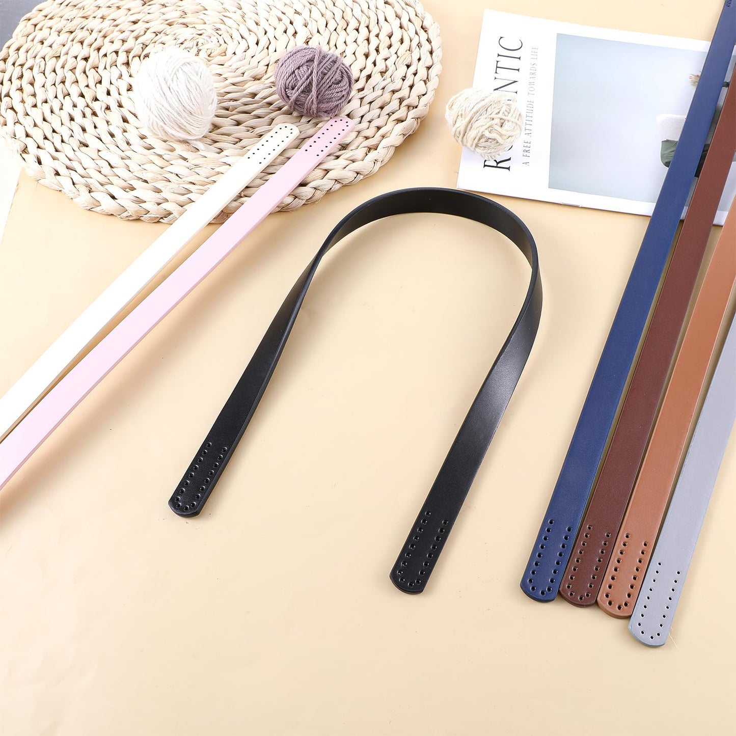 16pcs PU Leather Bag Handles 23.5 inch Leather Purse Strap Bag Handle Replacement for DIY Crocheted Bags Purse Wallet Tote Bag Handmade Bag Leather Purse Repair